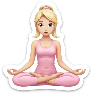 blonde yoga girl light pink clothes n sticker