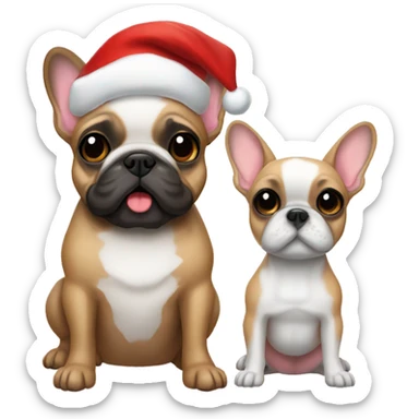 Fawn Frenchie and Santa Claus  sticker