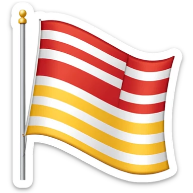 a flag with red, white & yellow colour.horizontally arranged and White in the middle sticker