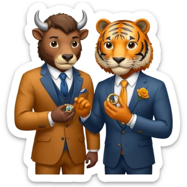 Bison proposing to Tiger sticker