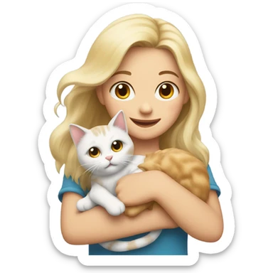 cat with blond girl sticker