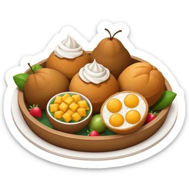 Crie uma bandeja de frutas e salgados coxinha e pão sticker