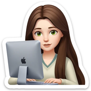 beautiful pale brunette girl with long hair playing the sims4 on computer  sticker