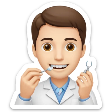 dentist, examining tooth, friendly sticker