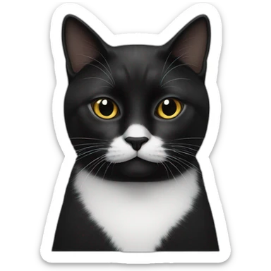 black cat with white from nose to chin on right side sticker