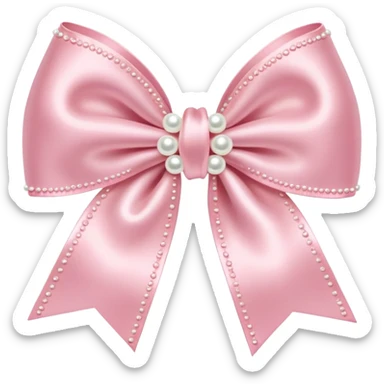 Pastel pink bow with pearls sticker