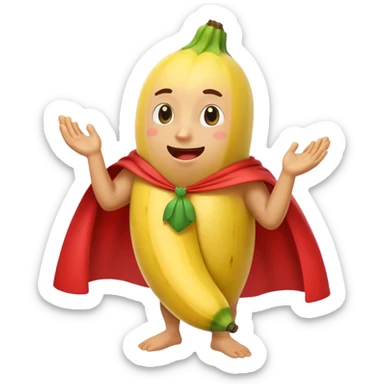 banana as superhuman. add watermelons in background  sticker
