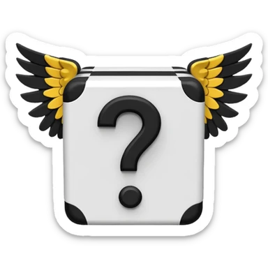 It's appearance is black and white, the black part being the main part of the lucky block while the question marks and corners are white; It carries 2 wings on each side like the other Lucky Blocks. sticker