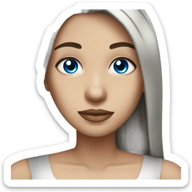 Brunette with dark straight hair, fair skin and blue eyes sticker