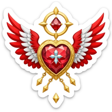 holy emblem with white wings and red diamond in the middle sticker