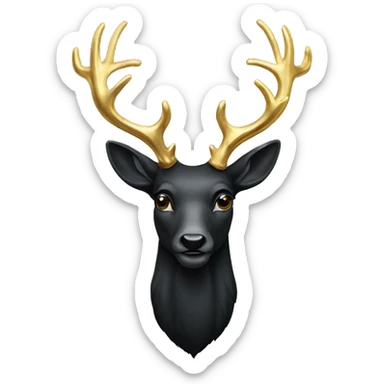 a black stag deer with a golden crown sticker