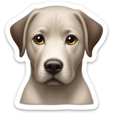 5 years old, female, Chubby, DARK brown, english lab, tired face, looking at you confused, very small amount of white scruff under chin sticker