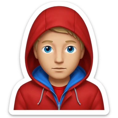Man in red coat, hood up sticker