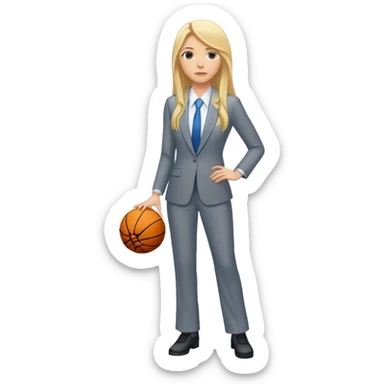 Full Body white female basketball head coach with long blonde hair in a suite sticker