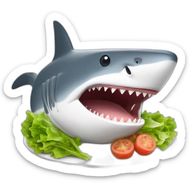Un requin qui mange une salade sticker