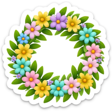 flower easter wreath, made exactly in a shape of an egg sticker