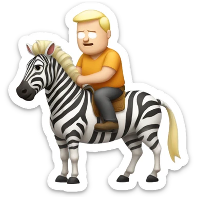 Tired Old overweight blonde man riding a zebra sticker