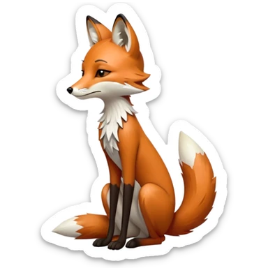 extremely sad crying anthropomorphised female fox in stylish outfit, no sunglasses, looking to the left, hunched over in poor posture, full-body view sticker
