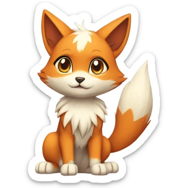 a anthro chibi-style cat-fox-Fakémon-hybrid full body sticker
