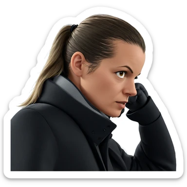 profile of a girl in coat sticker