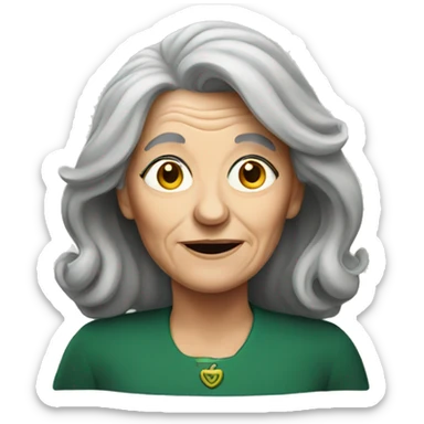 older irish woman with long gray hair sticker
