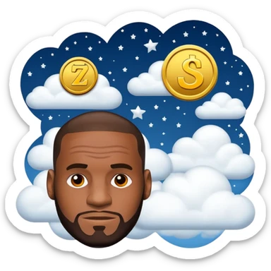 lebron james coin emoji  and text on the emoji niggas in the sky sticker