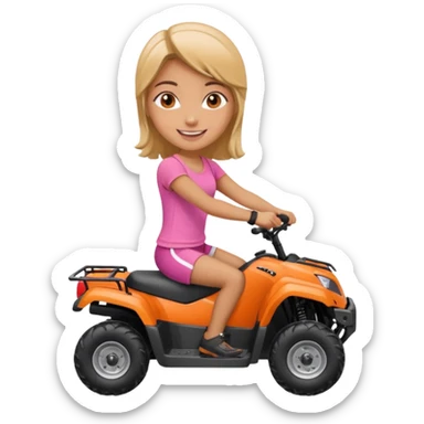 Atv ride girl in orange atv pink top  sticker