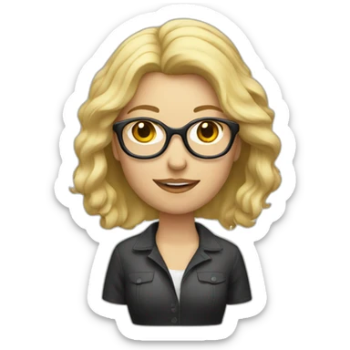 Female photographer with blonde hair and glasses sticker