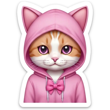 Cat with pink bow and hoodie  sticker