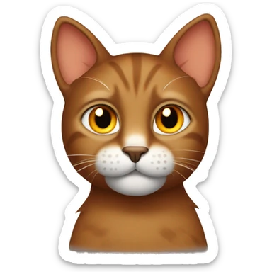Brown cat with orange eyes and ear warmers sticker