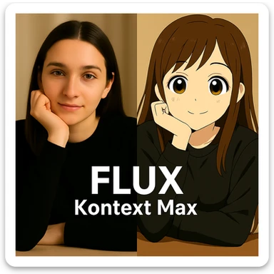 same similar image but chnage the text to "Flux Kontext Max" sticker
