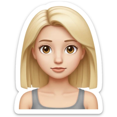 emoji girl with straight blond hair long eyelashes and a grey tube top sticker