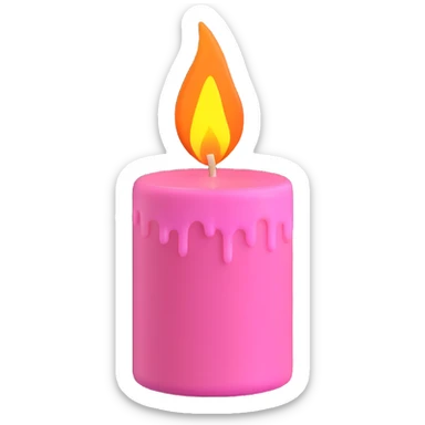 A pink candle with a flame on it, viewed from top to down. sticker