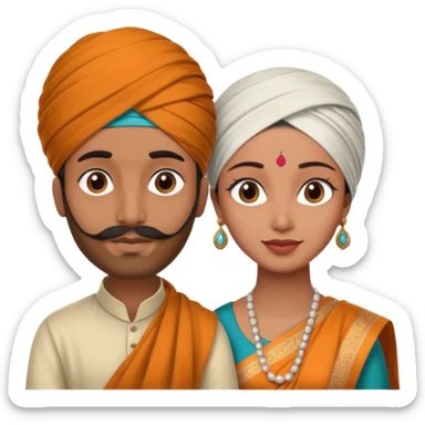 Brown colored Indian Husband with wheatish colored Indian wife sticker