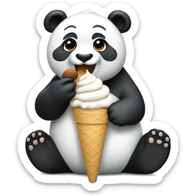 Panda eating ice cream sticker