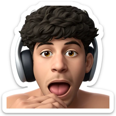 boy with headphones looking at viewer sticker