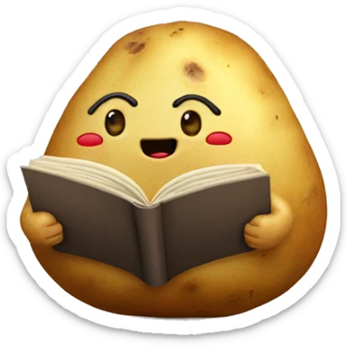 a potato which is reading a book sticker