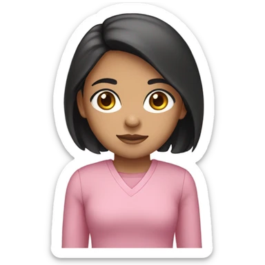 girl with black long hair and light brown eyes and pink outfit  sticker