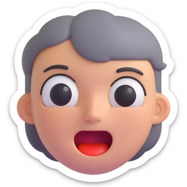face with open mouth, darkened grey outline above the eye, no red freckles below the eyes, keep all other colors the same, 3D emoji style sticker