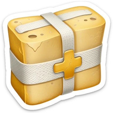 medical bandage with yellowish dirt and stains sticker