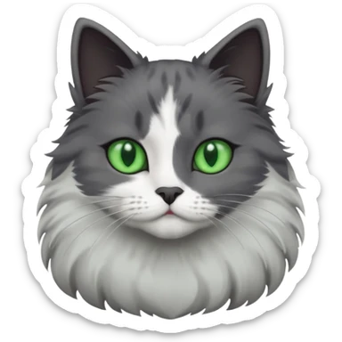 one dark grey and white cat and one completely solid dark grey cat with green eyes and only white paws sticker