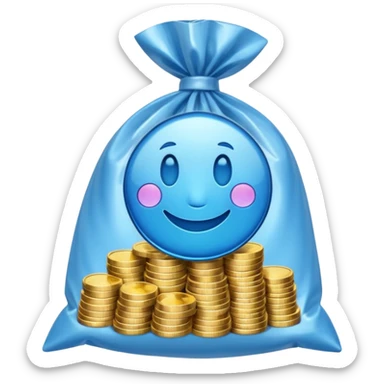 blue coins credit in a package sticker