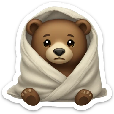 bear cozy in blanket sticker