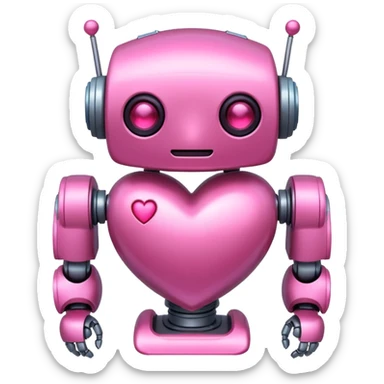 pink robot heart sticker