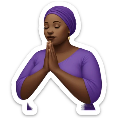 Dark Plus size woman praying with purple head wrap   sticker