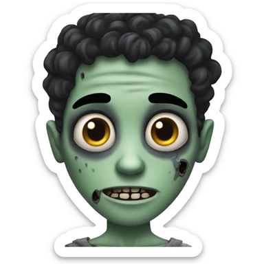 zombie boy with curly black hair  sticker