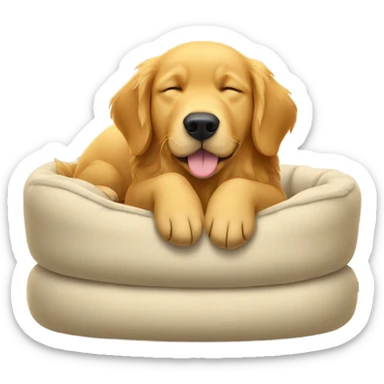 Golden sleeping in two dog beds sticker