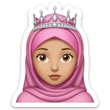 girl caramel light skin wearing pink hijab and a diamond tiara on top of her head sticker