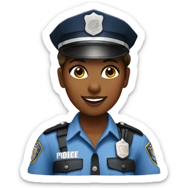 A police woman, brown skin, happy sticker