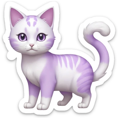 Smooth soft furry hyper-realistic elegant pretty beautiful gorgeous innocent precious divine cute slim anime-styled white and pastel-violet Cat-Pokémon-Fakémon-Digimon-hybrid-fusion-creature (full body) sticker